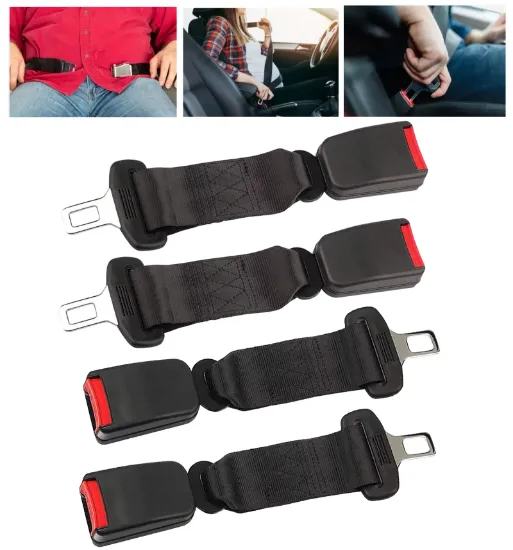 Seat Belt Extender, 4pcs Original Car Buckle Extender (7/8" Tongue Width) Accessories for Cars, Easy to Install, Buckle Up and Drive-In Comfort