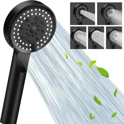 Shower Head, 5 Settings High Pressure Shower Head with Handheld, Water Saving, Anti-Leak and Adjustable