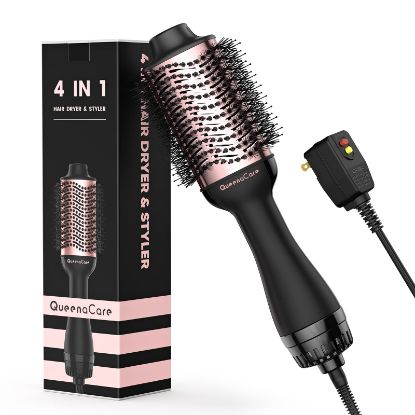 Hair Dryer Brush, Upgraded Blow Dryer Brush 4 in 1 Negative Ion Hot Air Brush, Volumizer Blowout Hair Dryer for Drying, Straightening, Styling (Rose Gold)