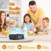 Digital Wireless Charging Alarm Clock FM Radio,10W Fast Wireless Charger Station for iPhone/Samsung Galaxy, 3 Level Dimmer, USB Charging Port,2 Wake up Sounds, LED Alarm Clock for Bedside