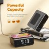 Digital Wireless Charging Alarm Clock FM Radio,10W Fast Wireless Charger Station for iPhone/Samsung Galaxy, 3 Level Dimmer, USB Charging Port,2 Wake up Sounds, LED Alarm Clock for Bedside