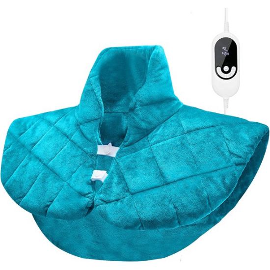 Weighted Heating Pad for Cramps, 3.2lb Large Neck and Shoulder Electric Heat Wraps for Pain Relief, Fast-Heating with 6 Heat Levels, Removable Cover, 11 Auto-Off Timers with Countdown - 17"x22"